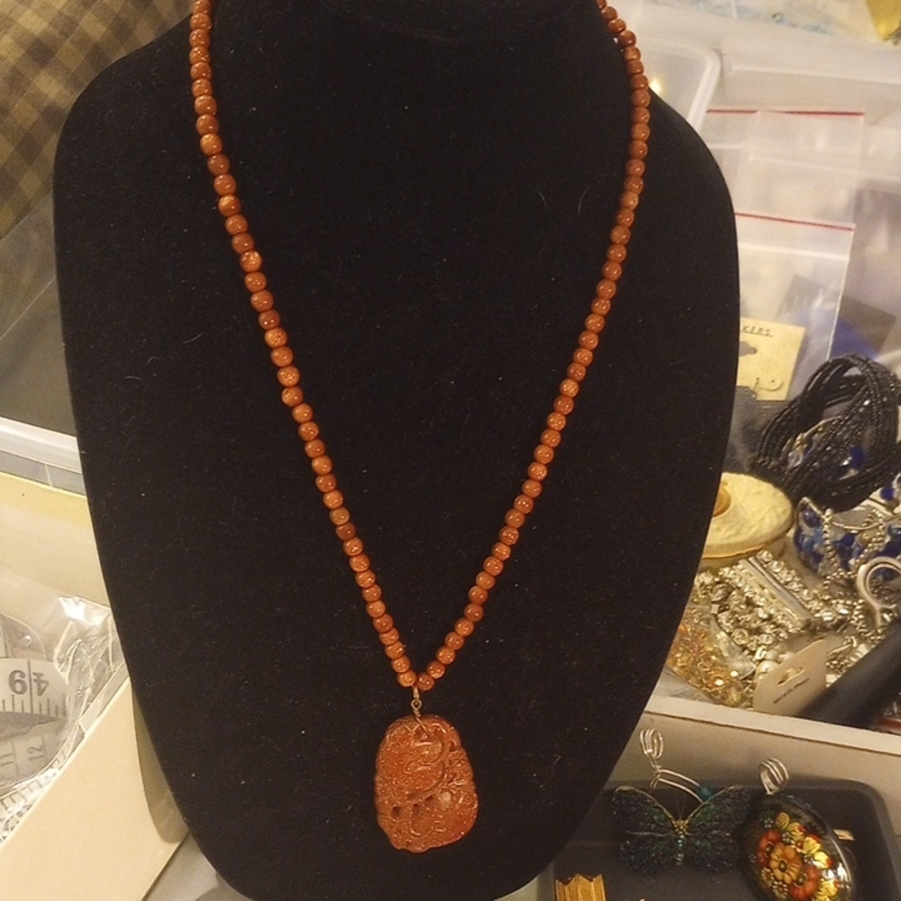 Goldstone Gemstone Necklace And Pendant